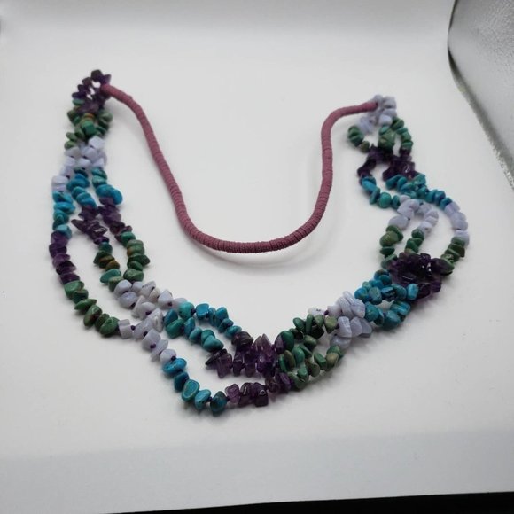VTG Native American Turquoise & Amethyst Necklace - Picture 7 of 12
